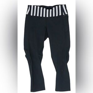 Lululemon Black and White Striped high-Waist Capri Leggings